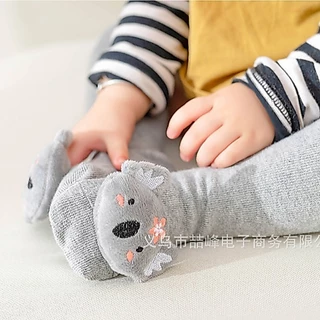 ถุงเท้าเด็ก (SK35) - ข้อยาว 10 สี ตุ๊กตานูน มีกันลื่น