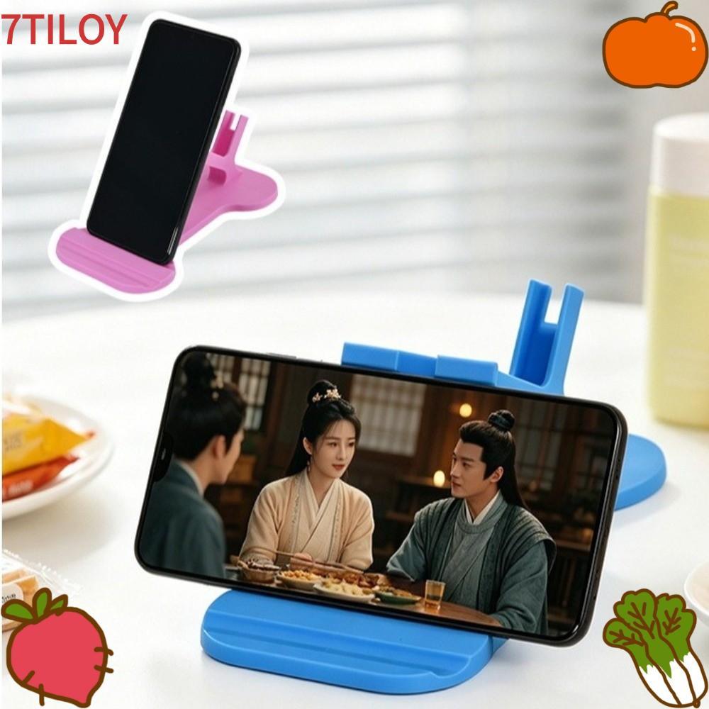 7TILOYSHOP ที่วางโทรศัพท์ด้านข้าง, ที่วางโทรศัพท์ขี้เกียจแฮนด์ฟรีกันลื่น, การออกแบบโค้งแบบพกพาขาตั้งโทรศัพท์มือถือที่ทนทานสําหรับนอนลง