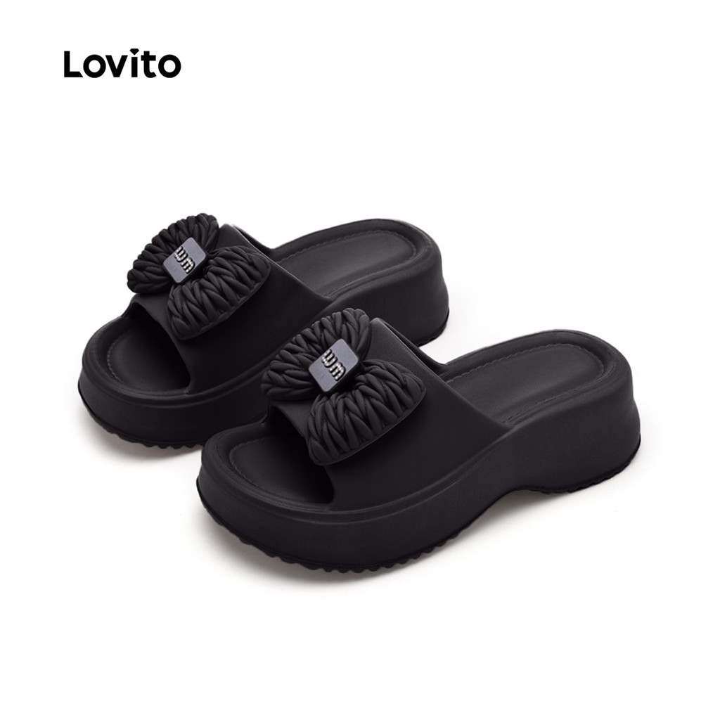Lovito صندل مسطّح بنعل مرتفع — أسود — صورة 4
