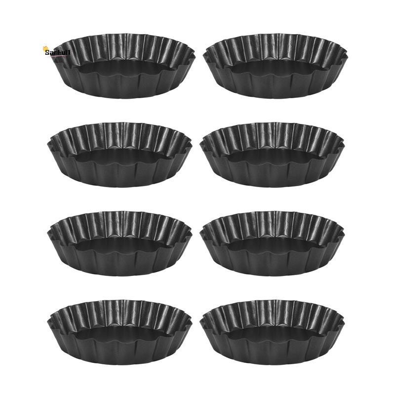 8 ชิ้น 4 นิ้ว Mini Tart Pan,Non-Stick Quiche Pan,Tart Pan ที่ถอดออกได้ด้านล่าง,สําหรับพาย,Quiche Bak