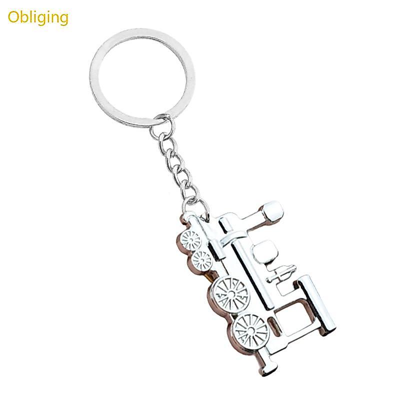 Obliging Nostalgic Steam Engine Key Ring Alloy Construction พวงกุญแจกระเป๋าเป้สะพายหลังแขวนตกแต่งสํา