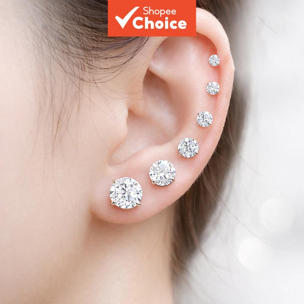 Minimalist Elegant Hypoallergenic Cz Stud ต่างหูสําหรับผู้หญิง