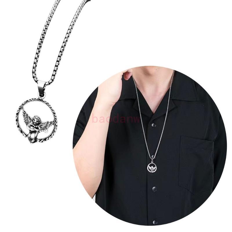 BDW จี้เหล็กโลหะสร้อยคอเครื่องประดับคอสําหรับผู้ชายที่กล้าหาญเฉพาะเสน่ห์ย้อนยุคออกแบบห่วงโซ่คอสไตล์ฮ