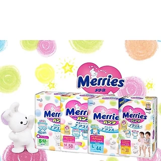 ผ้าอ้อม เมอรรี่ Merries Pants Size S-XXL เมอร์รี่ส์ ผ้าอ้อมเด็ก ชนิด กางเกง