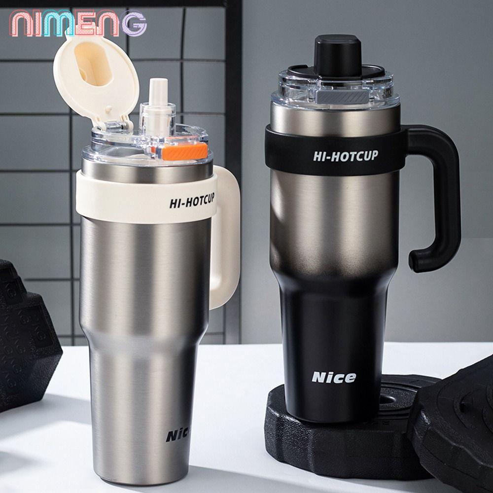 นิเมง แก้วเก็บความเย็นพร้อมหลอด,แก้วกาแฟเคลือบเซรามิกสแตนเลส316,ฉนวนกันความร้อนจุสูงหรือความเย็น40ออนซ์1200มลถ้วยฉนวน
