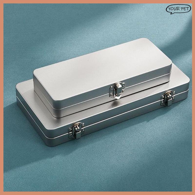 ทนทานของคุณ Silvery สีเทาโลหะกล่องสี่เหลี่ยมผืนผ้าพร้อมฝาปิด-Ideal สําหรับบิล,เครื่องสําอาง,อุปกรณ์สํานักงาน-Perfect สําหรับ Home,Office PET