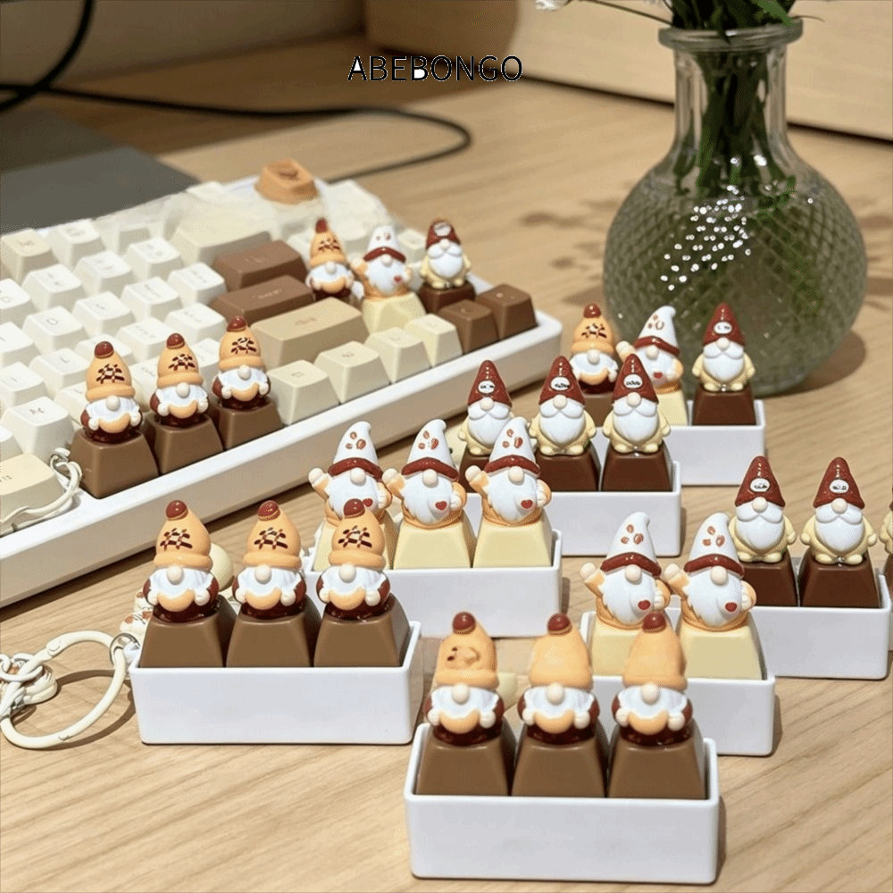 ABEBONGO Fidget พวงกุญแจของเล่น, การ์ตูน Dwarf Keycap แกนเงียบ Fidget ของเล่น, ความแปลกใหม่ Mute คีย
