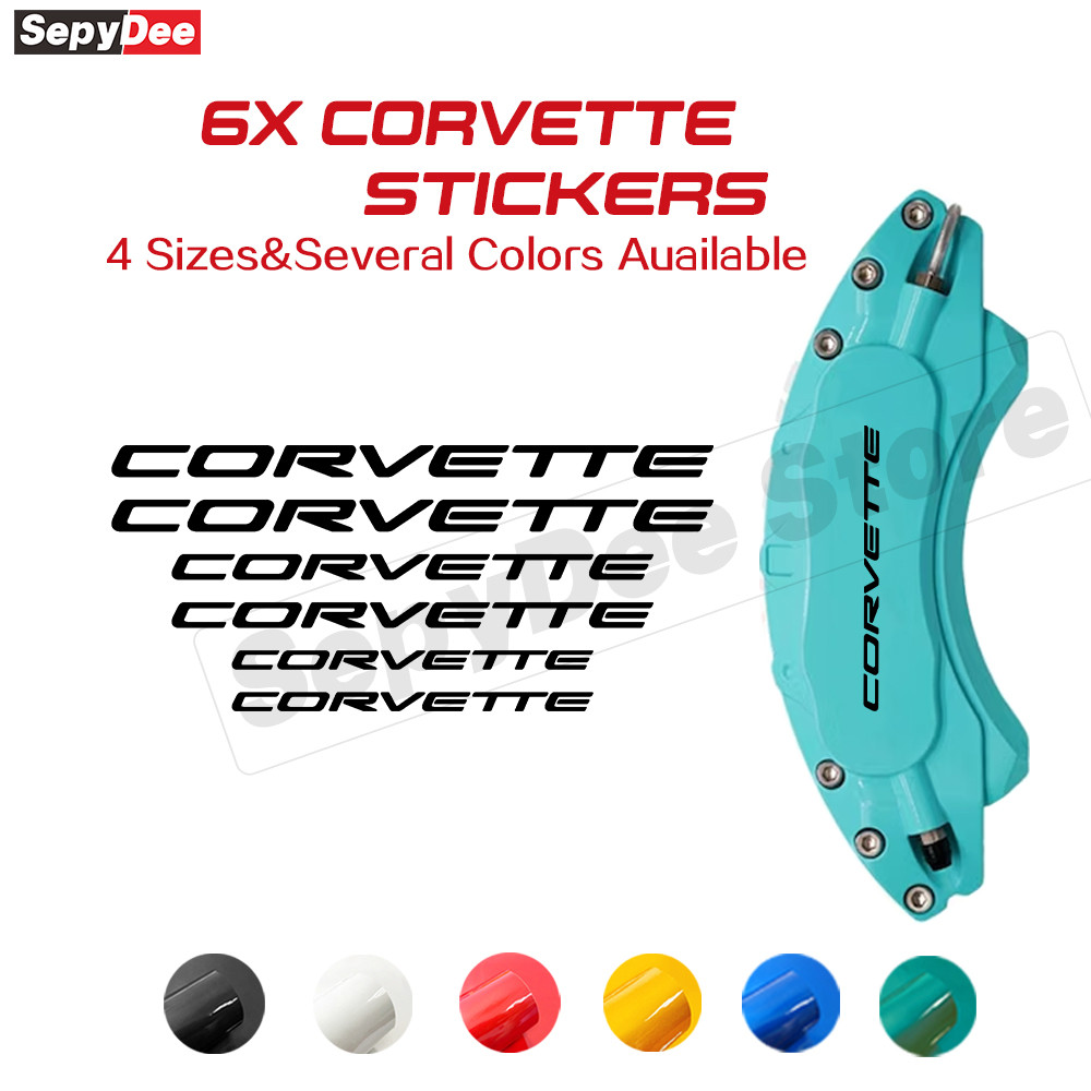 6PCS รถเบรค Caliper สติกเกอร์กันน้ําอุณหภูมิสูงไวนิล Decals สําหรับ CORVETTE Chevy Corvette C8 C7 Z0