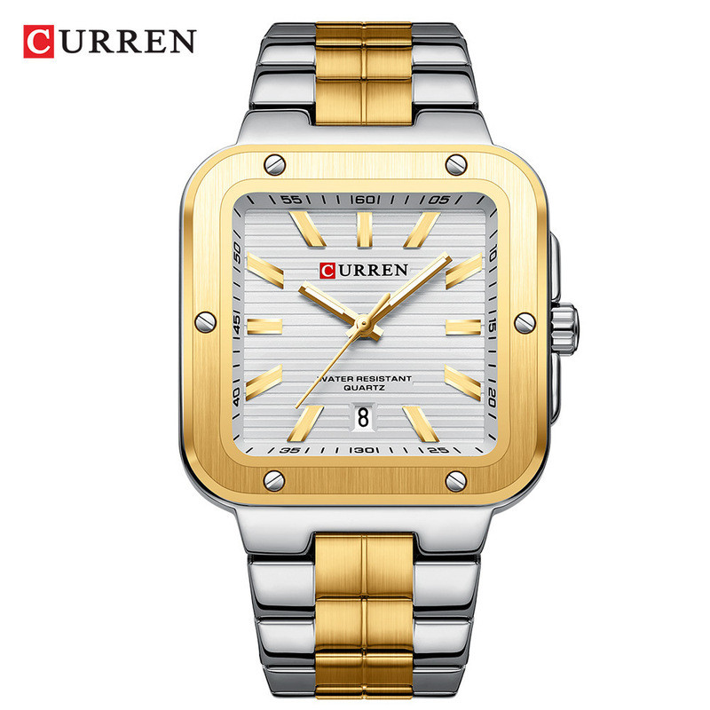 CURREN/Karien 8479 Unisex Square Quartz Watch Simple Mens Watch Strip Nail Calendar Watch