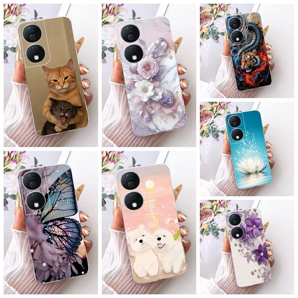 Clear สําหรับ Honor X7B กรณี CLK-LX1 ความงามน่ารักการ์ตูนแฟชั่นผีเสื้อตลกทาสีปลอก CLK-LX2 CLK-LX3
