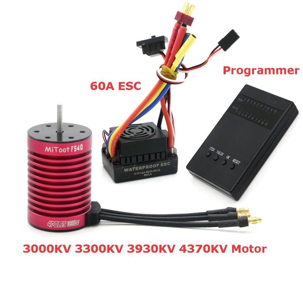 Mi RC กันน้ำ F540 3000KV 3300KV 3930KV 4370KV Brushless Motor W/60A บัตรโปรแกรม ESC สำหรับ RC 1:10รถ