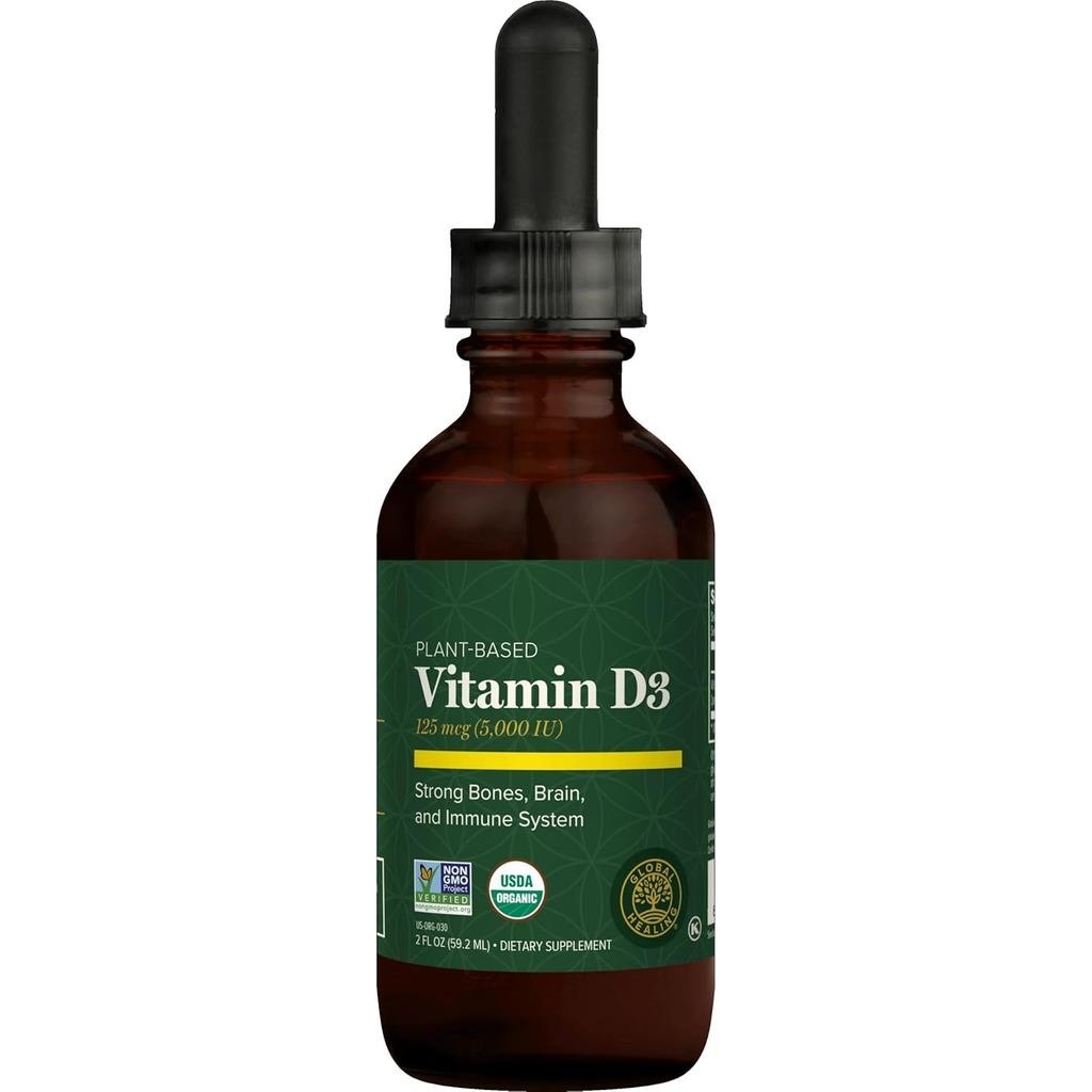 Global Healing Organic D3 5000 IU Ds สําหรับภูมิคุ้มกันสุขภาพ & Strong Bs พอร์ต D3 5000 IU VIT D32 F