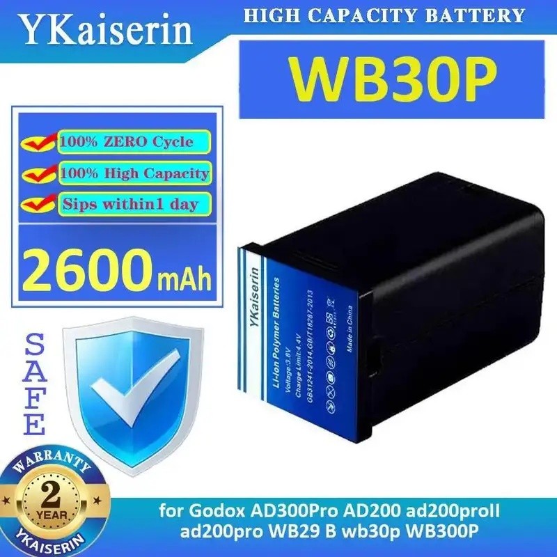 แบตเตอรี่กล้องปลอดภัยสําหรับ Godox Ad300pro AD200 Ad200proii Ad200pro WB29 B Wb30p WB300P ยาวนานประส