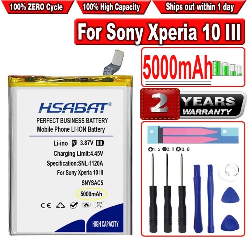HSABAT 5000mAh SNYSAC5 แบตเตอรี่สําหรับ Sony Xperia 10 III 10III X10III SO-52B SOG04 XQ-BT52 A102SO