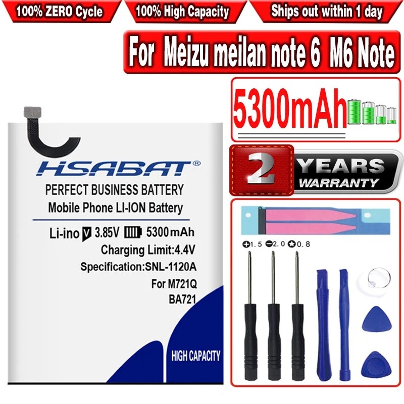 HSABAT BA721 5300mAh แบตเตอรี่สําหรับ Meizu meilan note 6 แบตเตอรี่ M6 หมายเหตุ M721Q M721H M721L แบ