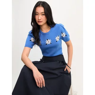 [Pomelo] เสื้อครอปไหมพรมลายดอกเดซี่ / Daisy Knit Top