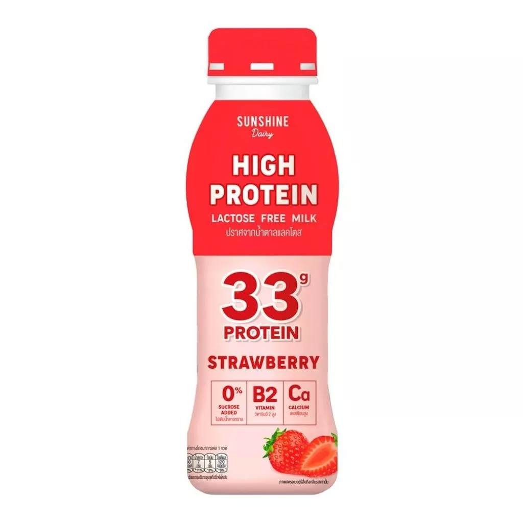 ซันชายน์แดรี่ ไฮโปรตีนสตรอเบอร์รี Sunshine High Protein Strawberry 340ml.