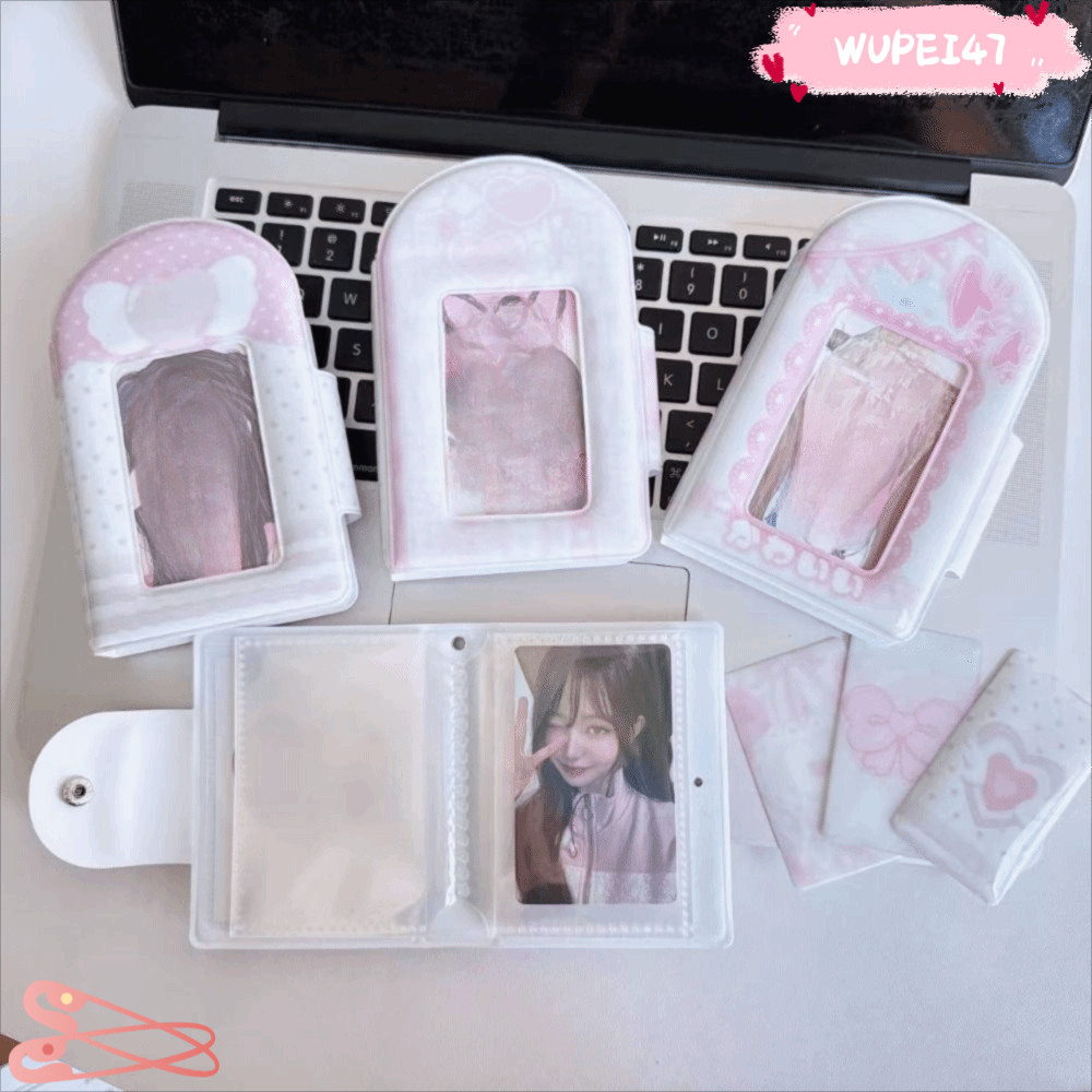 WUPEI47AD Photocard Binder อัลบั้ม, 32 กระเป๋าหวาน Mini Photo Album, น่ารัก PP 3 นิ้ว Kpop Photo Car
