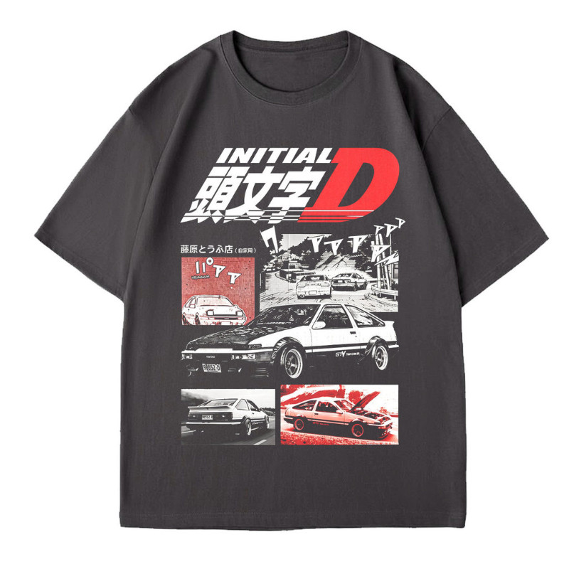 ข้อความเริ่มต้น D Theme Toyota AE86 Classic Racing Manga พิมพ์ Baggy Breathable แขนสั้นอะนิเมะ JDM แ