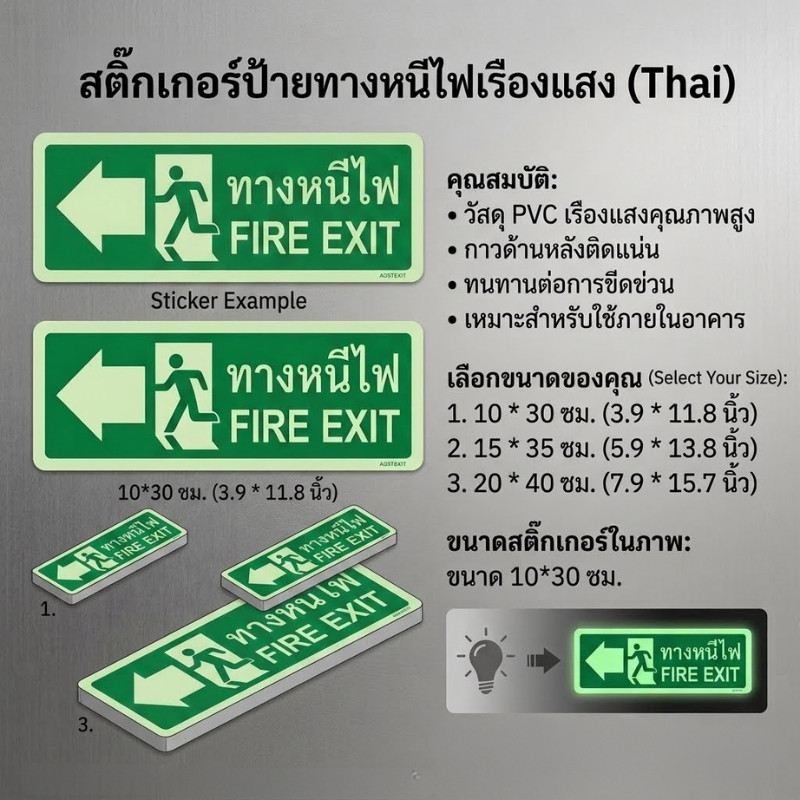 สติกเกอร์ PVC สติกเกอร์ทางหนีไฟ เกรดพรีเมี่ยม งานละเอียด คมชัด รับประกันความสวยงาม