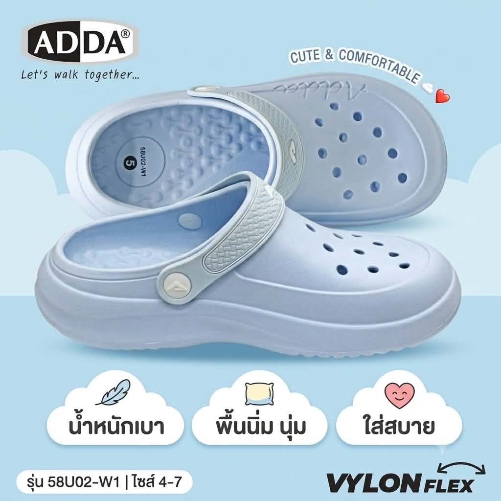 รองเท้าแตะ แบบสวมหัวโต สำหรับผู้หญิง ADDA  รุ่น 58U02W1 (ไซส์ 4 - 7)