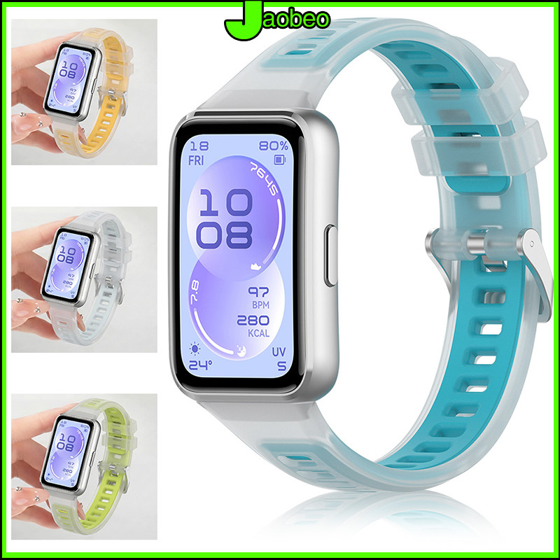 สายซิลิโคน for Huawei Band 11 11 Pro สายรัดข้อมือยางเจลลี่โปร่งใส สายรัดแทนกีฬาสองโทน