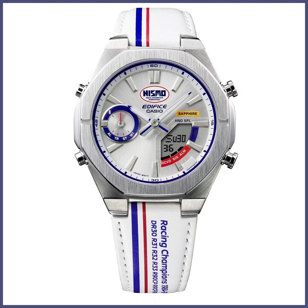 เหมาะสําหรับ Edifice ECB-S10NIS-7A "NISMO NISSAN" สายหนังอะนาล็อกดิจิตอลสมาร์ทวอท์ชสําหรับผู้ชาย f54