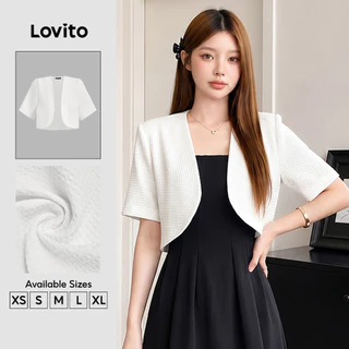 Lovito สง่างาม เบลเซอร์เรียบง่ายสำหรับฤดูใบไม้ร่วง/ฤดูหนาว เบลเซอร์สีขาวสำหรับผู้หญิง เกาหลี อินเทรนด์ L156AD182