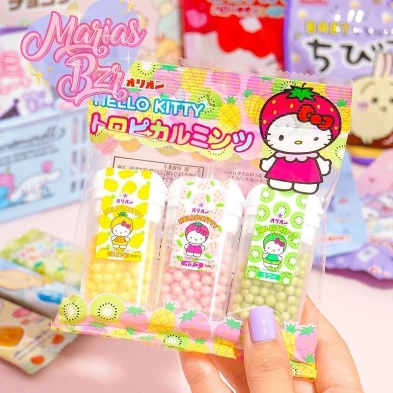 นําเข้า Sanrio HelloKitty Candy Fruit Candy Pineapple Strawberry Kiwi Fruit Flavour Assorted Candy L