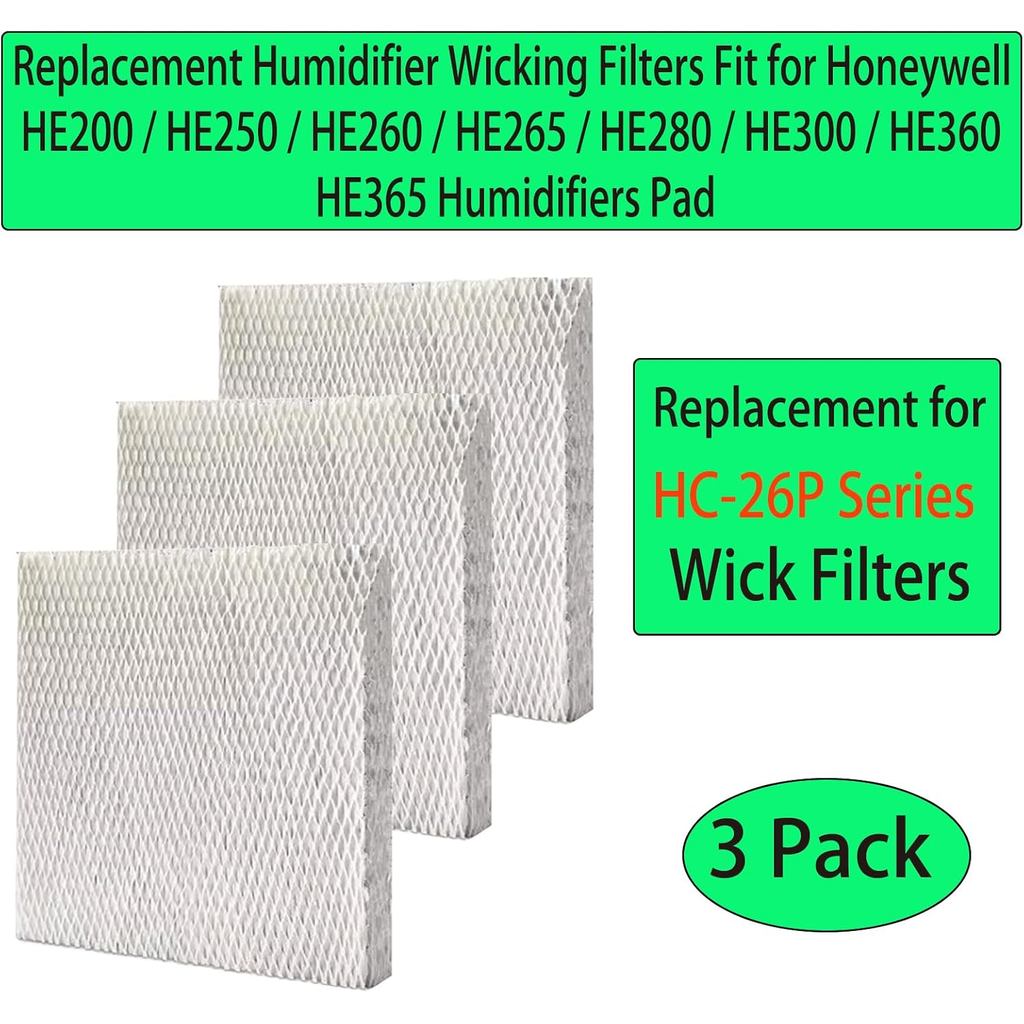 ตัวกรองไส้ตะเกียง 3 ชิ้นสําหรับ Honeywell HC26P เครื่องทําความชื้นทั้งบ้าน, 10x13x1.5 ใน | รุ่น HE20