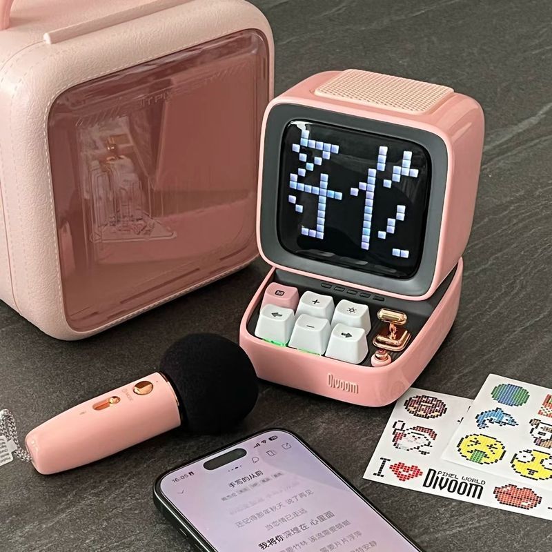 Divoom Point Audio Pixel Speaker ลําโพงบลูทูธย้อนยุค K Song Microphone ไมโครโฟนร้องเพลงแบบบูรณาการขอ