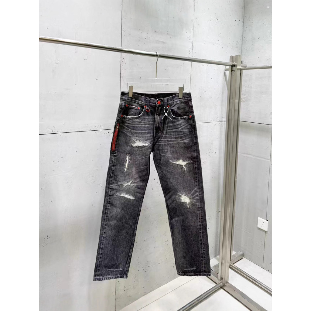 P PBJW Lev *** nom Red Lightning Bull King Red Ear Washed Straight Denim Jeans