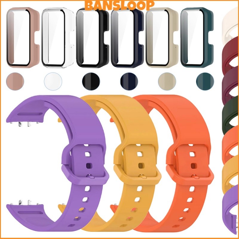 สายรัดกระจกนิรภัย PC Case for Smartwatch Samsung Galaxy Fit 3 ยางซิลิโคนวงป้องกันหน้าจอ อุปกรณ์เสริม for Samsung  Fit 3