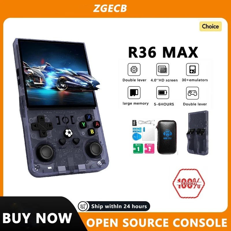 เปิดแหล่งที่มา R36MAX Retro คอนโซลวิดีโอเกมมือถือ RK3326 ชิป 64/128G เครื่องเล่นเกมพกพา 4HD หน้าจอ R