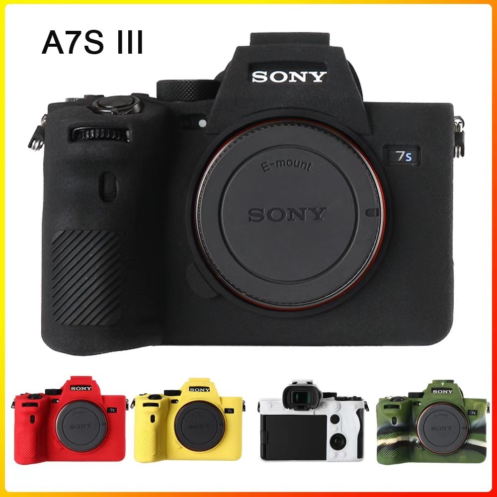 เหมาะสําหรับ Sony Sony A7S3 A7SM3 A7SIII เคสซิลิโคนกระเป๋ากล้องเคสป้องกันลายลิ้นจี่กระเป๋าซับ