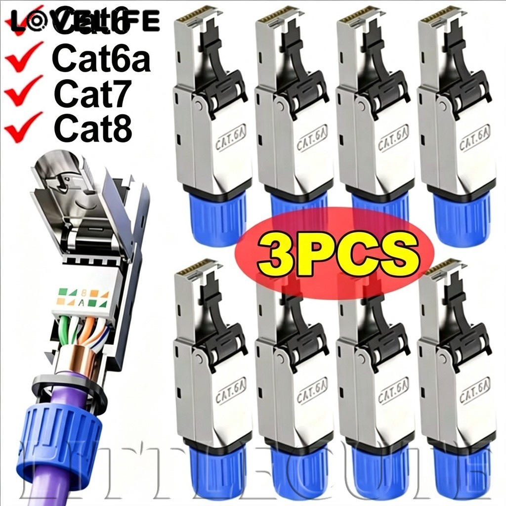 [AUTO&3C] 1/2/3PCS - CAT8 CAT7 CAT6A CAT6 อะแดปเตอร์อีเธอร์เน็ตป้องกันปลั๊ก Terminationเครือข่ายความเร็วสูง LAN Cable Connectors /ราคาดี