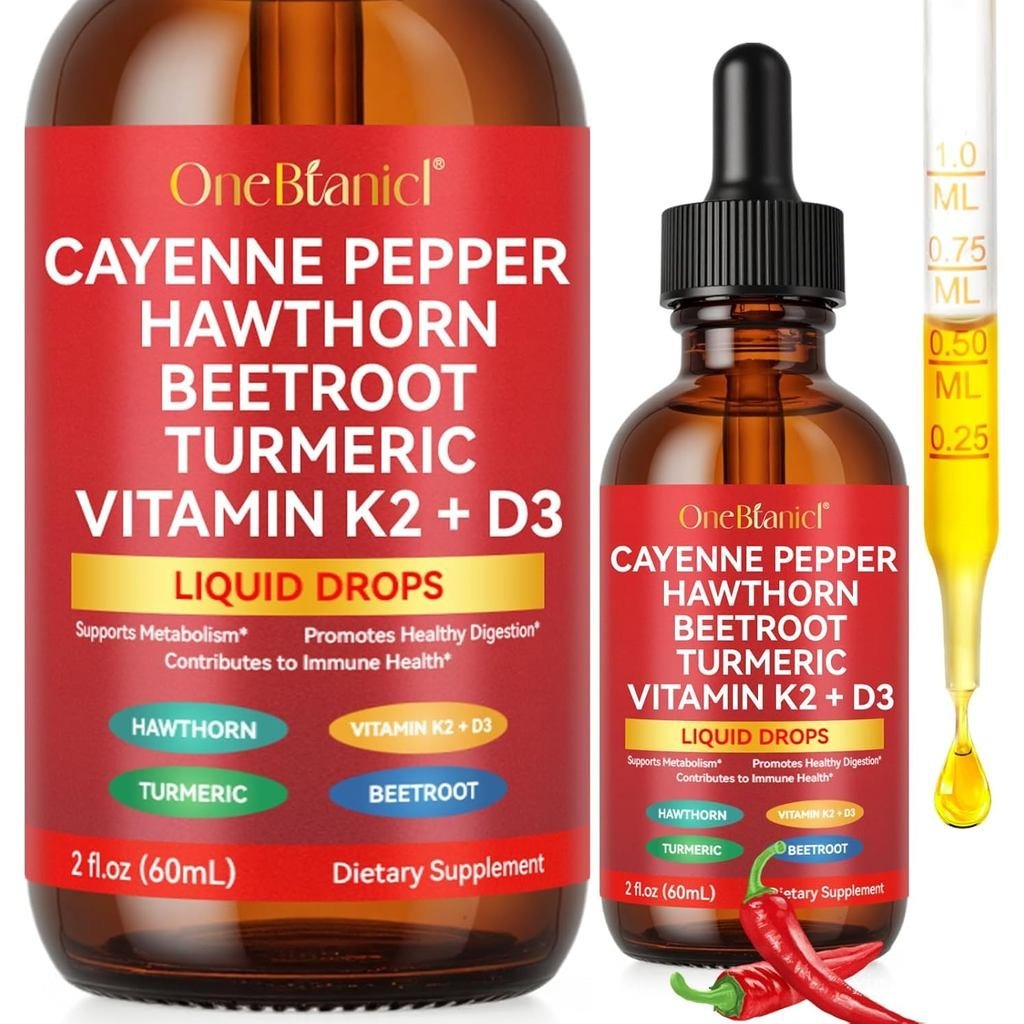 Cayenne Pepper DropsOrganic Cayenne Pepper LiquidCaynne Health s K2 & D3Turmeric Curcumin Beet Powde
