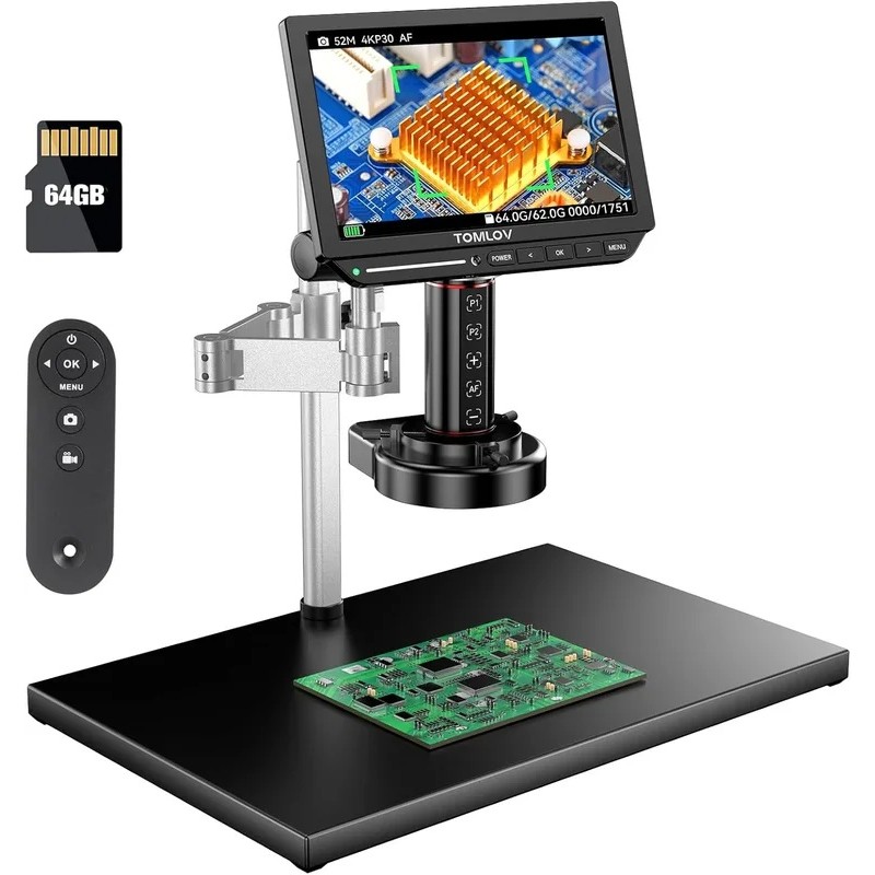 AKT2 TOMLOV กล้องจุลทรรศน์ดิจิตอล 4K สําหรับบัดกรี TM4K Flex Arm 2000X กล้องจุลทรรศน์ HDMI อิเล็กทรอ