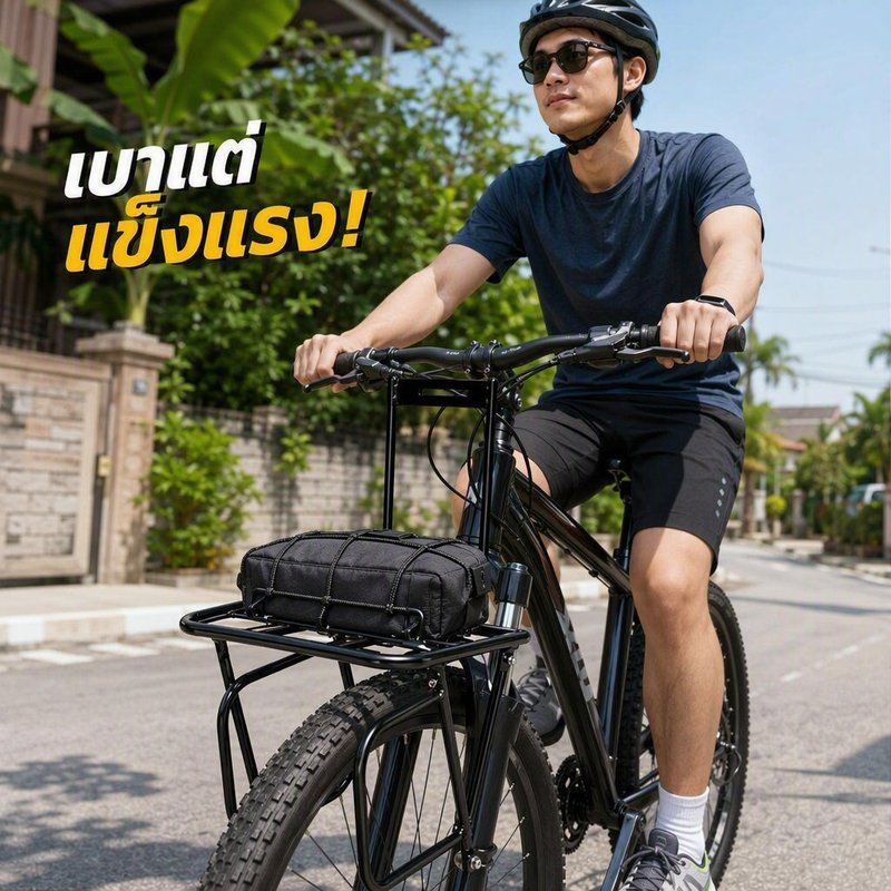 แร็คหน้าจักรยาน หน้า เหล็กกันสนิม สีดำ ติดหน้าส้อม ชั้นวางของ รองรับตะกร้าหน้า กระเป๋าทัวร์ริ่ง
