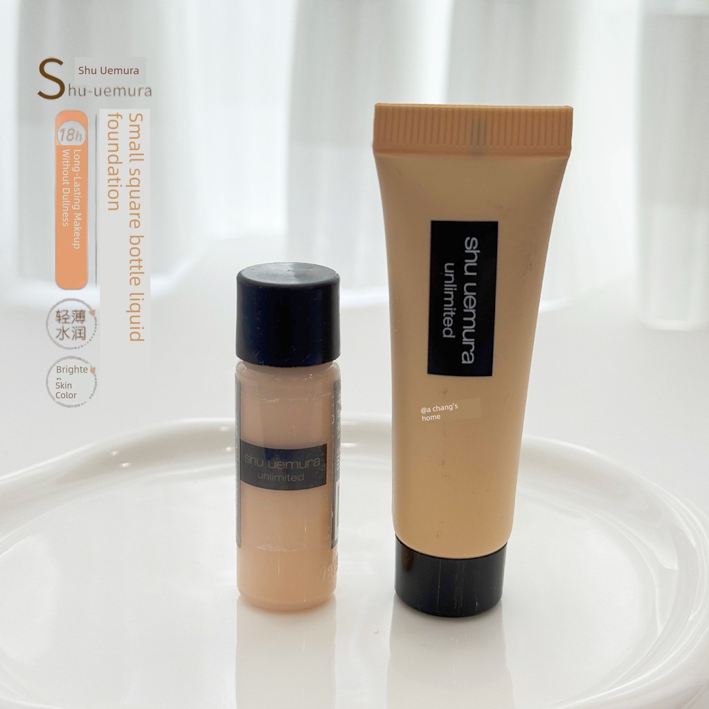 รองพื้น foundation ตัวอย่างขนาดกลาง 10 มล.!Shu Uemura Feather Gauze Makeup Small Square Bottle Liqui