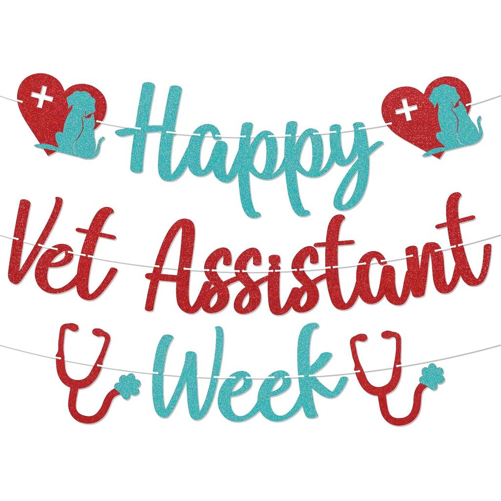 Happy Vet Assistant Week Banner - Vet Assistant Week Party Decor, Vet Assistant Appreciation Banner,