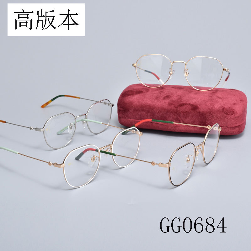 กู #Glasses กรอบ GG0684 โลหะกรอบเล็กพร้อมเลนส์สายตาสั้นกรอบแว่นตาแบน