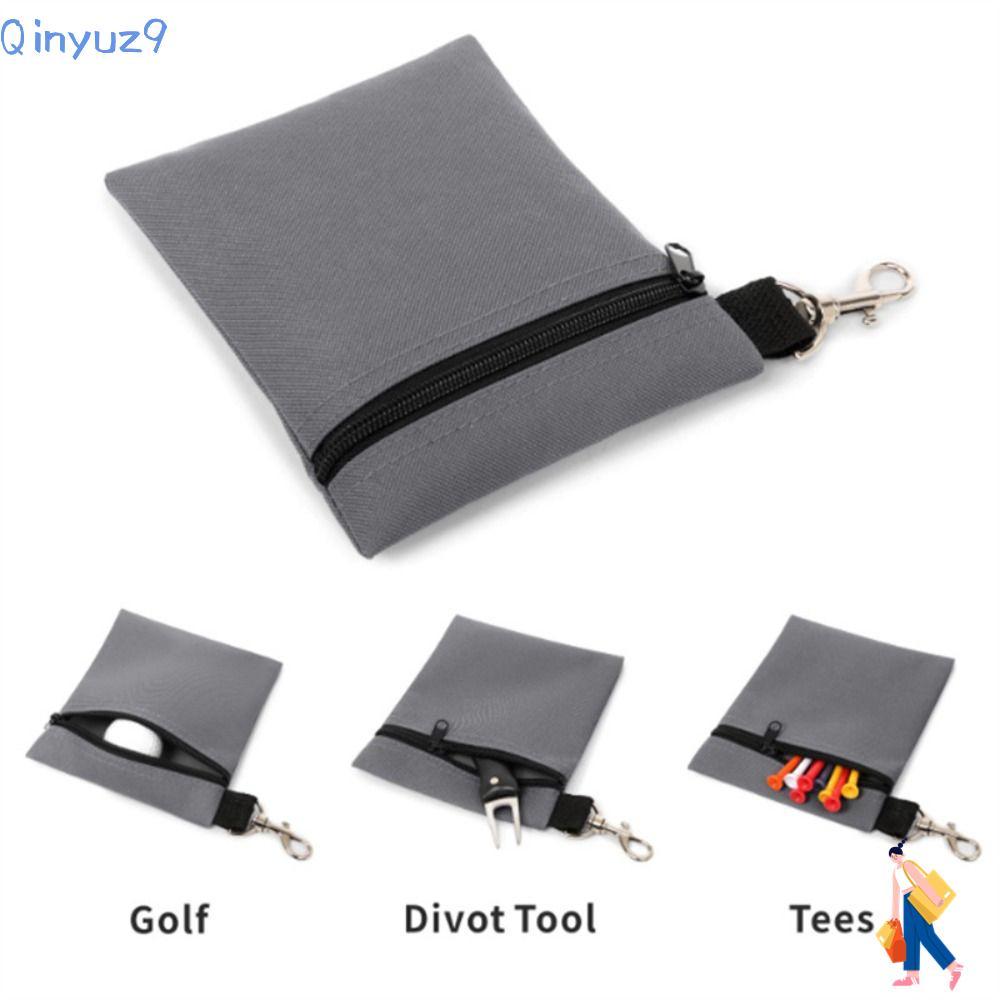 QINYUZ9 Golf Tee Pouch, Zipper Reusable Golf Ball Bag, Outdoor Waterproof Bag with Metal Lobster Cla