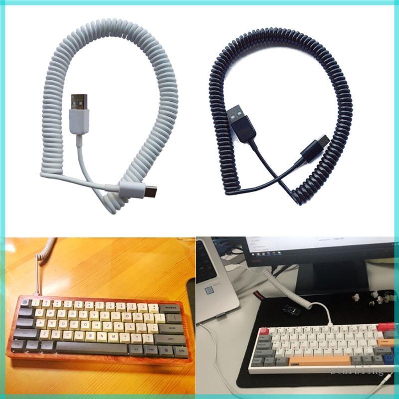 Star Mechanical Keyboard Coiled Cable Wire Type C Custom USB Port Cable Aviator Coiling Cable for Ga