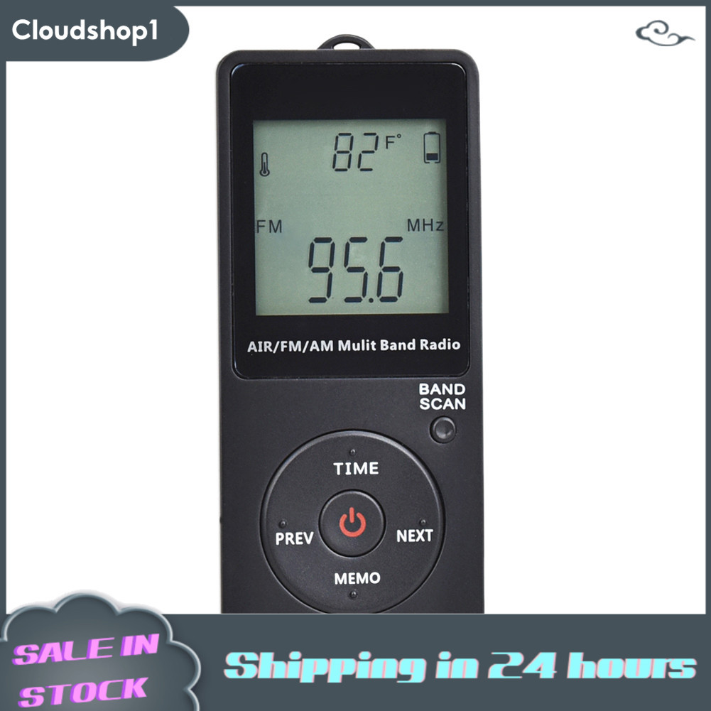 Cloudshop1 HRD-767 วิทยุ FM/AM/AIR Multi Band เครื่องรับเครื่องบินพร้อมจอ LCD เรืองแสงสีส้ม 120 สถาน