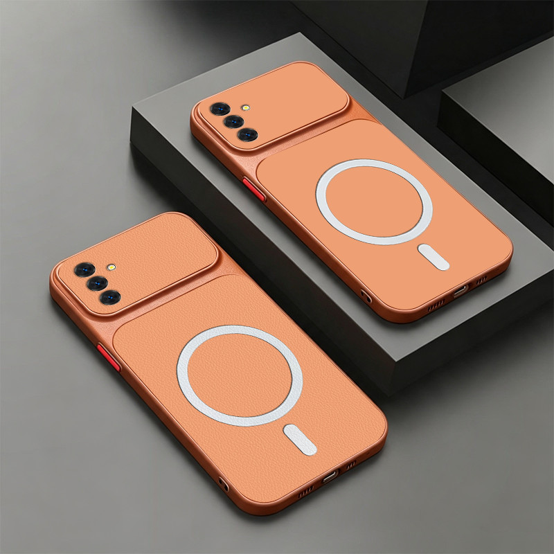 SAMSUNG สําหรับSamsung a24 4g a34 a54 A27 A26 a25 a55 a36 A37 A57 5Gปลอกโทรศัพท์Softcaseกันกระแทกออกแบบใหม่ความงามแม่เหล็กน่ารักสีส้มสําหรับชายKNBS11