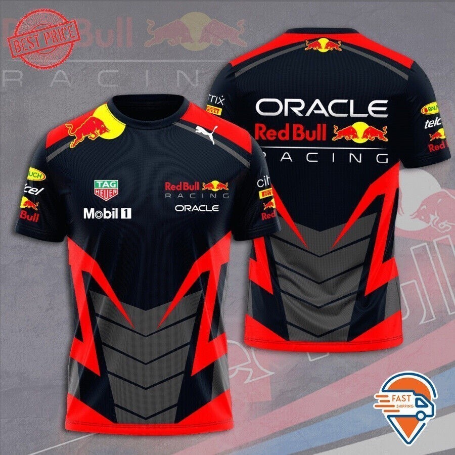 ⚽ คําแนะนํายอดนิยม 3D เสื้อยืด Hot Men Red Bull Racing F1 ทีมเสื้อ 3D All Over Print Tag Heuer Mobil