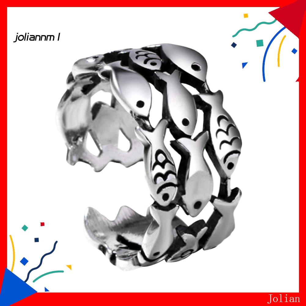 [JM] Creative Lovely Fish Silver Plated Opening Finger Ring Women\s Jewelry Gift