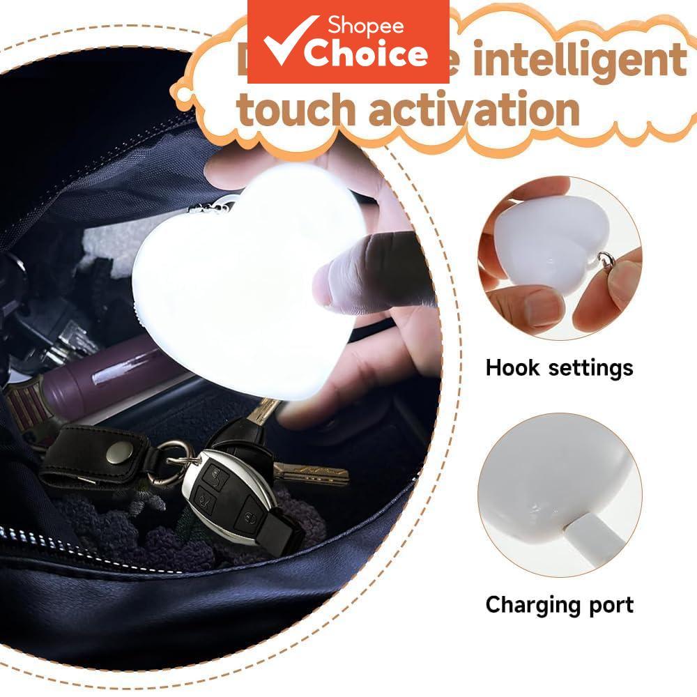 กระเป๋าไฟ LED 2 ชิ้นเซ็นเซอร์อัตโนมัติ Touch Activated Glow Heart กระเป๋าถือ Night Light แบบพกพากระเป๋าโคมไฟอุปกรณ์เสริมของขวัญสําหรับผู้หญิง