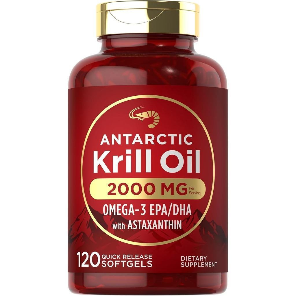 Carlyle Antarctic Krill Oil 2000mg | 120 ซอฟท์เจล | Omega-3 EPA, DHA พร้อมอาหารเสริม Astaxanthin ที่